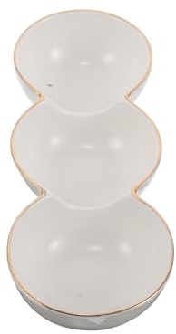 TOYZFRIENDY Bandeja de Cerámica para Condimentos 3 Compartimentos Plato Pequeño de Porcelana Dorado de 23 CM Cuencos Japoneses para Salsa Barbacoa y Vinagre Adecuado para Sushi y