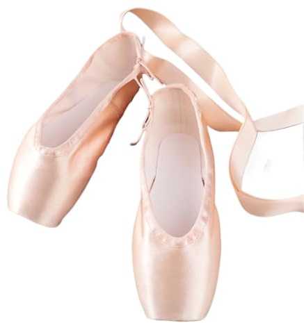 Dansskor med satin läder sula dam band för ballerina dam, Rosa, 34