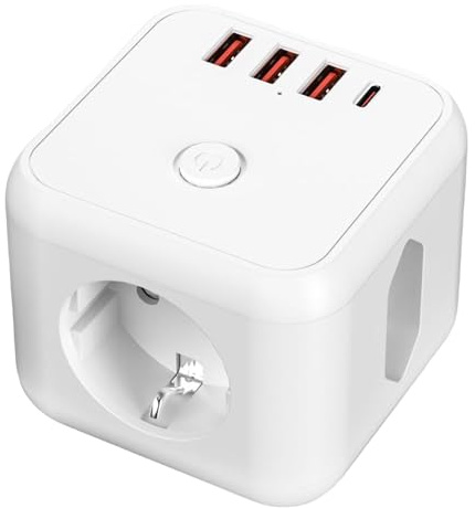 Adaptador Eléctrico De Enchufes Múltiples | Cargador Ligero con 3 Puertos USB | Toma de Corriente con 3 Puertos USB,para Familia Amigos Colegas Oficinas Viaje Cocina Dormitorio Mesitas De Noche Baño