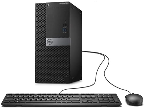 Dell Optiplex 7050 Mini Tour Ordinateur de Bureau Intel Core i7-7700, 8 Go de RAM, SSD 256 Go, WiFi, Bluetooth, Clavier US QWERTY, Windows 11 Pro (Reconditionné)