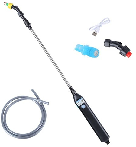 Pulverizador de bomba pulverizador eléctrico, planta de jardín extensible de 26-36 pulgadas con 2 boquillas y tubería de agua, varilla de riego con batería para malezas de césped sin tanque de agua