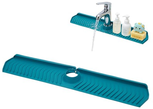 AHANDMAKER 1Pc Kitchen Sink Faucet Mat 30in Faucet Drip Catcher & Sink Splash Guard Folding Sink Faucet Mat Silicone Sink Protector for Universal Kitchen Bathroom Sink, Green