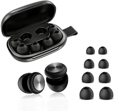Ear Plugs for Sleep, 45dB Noise Reduction, Reusable Ultra Soft Silicone Hearing Protection earplugs for Side Sleepers, Social, Work, Focus & Noise Sensitivity, 8 Ear Tips (XS, S, M, L)