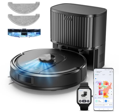 Vexilar Robot Vacuum Cleaner with Mop,10000Pa/180Min,Self-Empty Hands Free | 360°LiDAR Navigation,Multiple Control Modes,Auto Recharge-Resume,Brushless Motor,Save 5 Maps,Ideal Robot Vacuum for Pet Homes