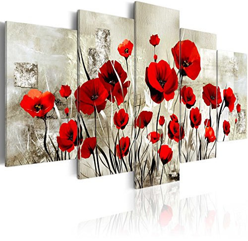 B&D XXL - Leinwandbild Blumen 225x112cm, 225x112 cm, 5-teilig, Schlafzimmer