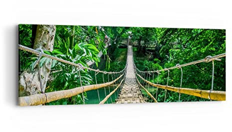 Panorama Bilder auf Leinwand Gehweg Baum Holz Steg Leinwandbild 90x30cm Wandbilder Dekoration Wohnzimmer Schlafzimmer Küche Klein Wanddeko Bild Wand Kunstdruck Art Wall Decor Canvas AB90x30-3185