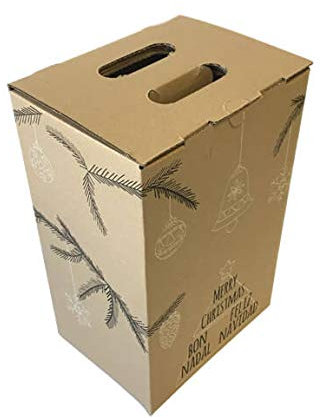 Pack 20 Cajas para lote navideño. Capacidad 4 botellas +Lote. Caja de Canal Doble con asa. 235 X 180 X 365mm