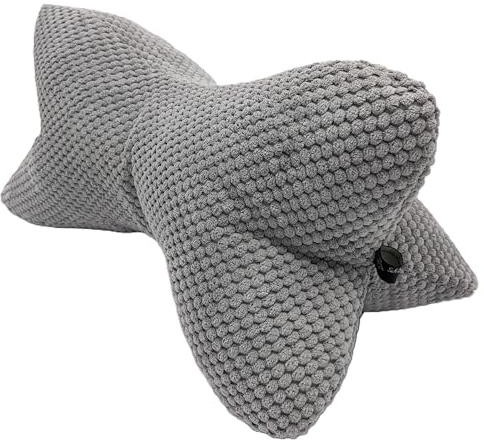 Ergonomischer waschbarer Leseknochen - Made in Germany: Lese-/Meditations-/Relax-/Nackenkissen - Bücher-/Tablet-/Smartphonestütze - kuscheliger Waffelvelours Silbergrau