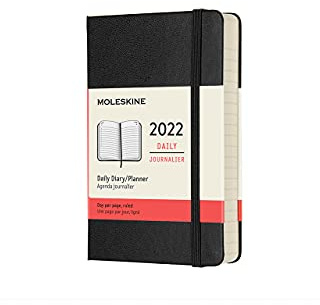 Moleskine Agenda Giornaliera 12 Mesi 2022, Daily Planner 2022, Copertina Rigida e Chiusura ad Elastico, Formato Pocket 9 x 14 cm, Colore Nero, 400 Pagine