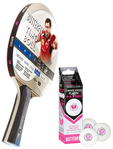 Butterfly® Timo Boll Platin Tischtennisschläger | Tischtennis Racket Bat TT Profi Wettkampfschläger für fortgeschrittene Spieler | ITTF zertifizierter Pan Asia Belag | anatomische Griffform