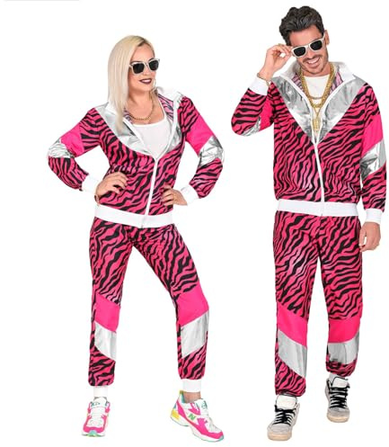 W WIDMANN MILANO Party Fashion - Kostüm Trainingsanzug | Jacke und Hose, 80er Jahre Outfit im Animal Print, Jogginganzug für Karneval & Mottoparty