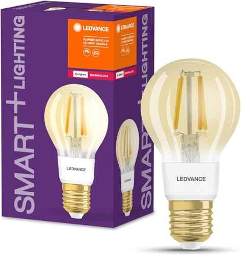 LEDVANCE LED-Lampe, Sockel: E27, Warm Comfort Light, 2400 K, 6 W, SMART+ Filament Classic Dimmable, 4er-Pack