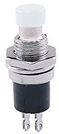 6pcs 7mm Thread 2 Pin Mini Mini Momento Interruptor de botón pulsador Normalmente cerrado-abierto Presione el interruptor momentáneo de reinicio,white,Press off-NC
