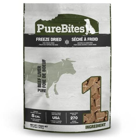 PureBites Beef Liver Freeze Dried Dog Treats, 1 Ingredient, Made in USA, 11oz