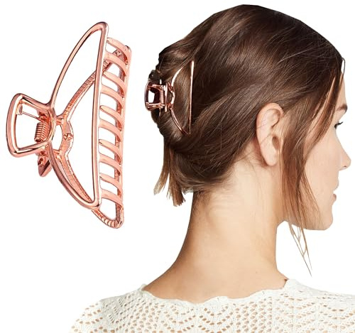 Pinze Capelli Donna, Grande Metallo Artiglio Clip Mascella, Fermaglio Oro Rosa