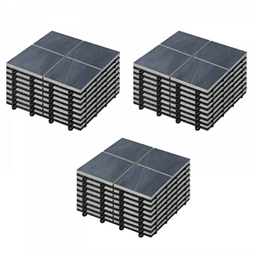 Oviala - Lote de 24 losas con clip de piedra, color negro