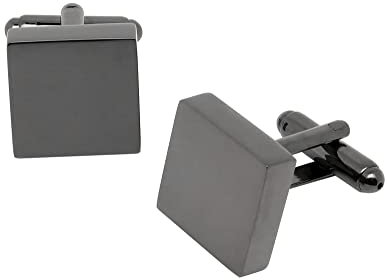Jonwo Quadrat Glänzend Gold Silber Schwarz Manschettenknöpfe für Herren In Geschenkbox Männer Manschettenknopf Men Cufflinks Hochzeit Hemd Party Geburtstag Jubiläum Kleid (Schwarz)