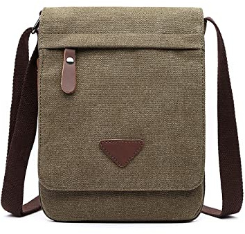 FANDARE Retro Umhängetasche Herren Segeltuch Arbeitstasche Damen Messenger Bag Schultertasche Herrentasche zum Umhängen für Reise Schule Hochschule Arbeit Outdoor Schulranzen Grün