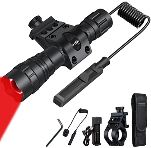 DARKBEAM Bärbar USB-uppladdningsbar LED-ficklampa med hög ljusstyrka, rött ljus för fiske, jakt, astrologi, observation, räddning, med klämma