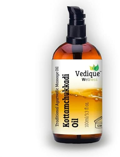 VEDIQUE Heilmittel Kottamchukkadi Öl | 500 ml | über 10 Heilkräuter | ayurvedisches klassisches Massageöl für Muskeln und Gelenke | Vata Balancing | komplett natürlich und poly-pflanzlich