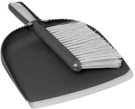 5five - Ensemble Pelle et Balayette Plastique Gris - Dents de Nettoyage Brosse - Bande en Caoutchouc Ramassage Facile - Entretien Ménager