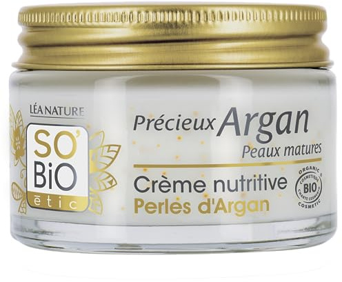 LEA NATURE SO Bio Étic | Crema nutritiva con perlas de argán – valioso argán para pieles maduras | Piel intensamente nutrida | Firmeza y densidad | Aceite de argán orgánico – Colágeno vegetal |
