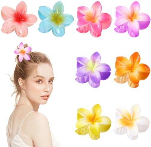 8 Stück Blumen Haarklammer Groß 8cm Haarspangen Damen für Dickes Dünnes Haar Rutschfeste Haar Jaw Clips Haarstyling-Zubehör für Frauen Mädchen