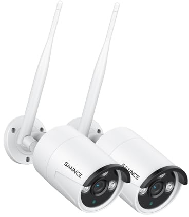 SANNCE Cámara de vigilancia WiFi de 5 MP, 2 Unidades con grabaciones de Audio, detección Humana AI IP66, Resistente al Agua, Compatible con Amazon Alexa | IP Cámara de vigilancia con detección de perosnas, WiFi 6, audio de 2 vías, Alexa, IP66 impermeable