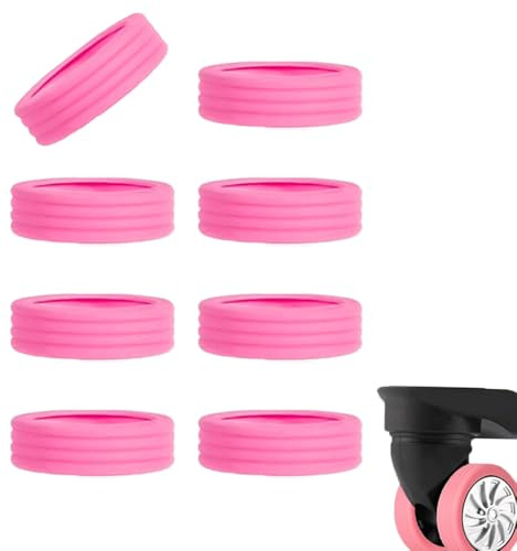 RHQFDM 8 Pezzi Manicotti Per Ruote Dei bagagli Copriruote Per Bagagli Silicone Colorato Copri Ruote Delle Valigie Coperture Per Valigie in Silicone Resistente Ruote Per Bagagli Antirumore(colore rosa)