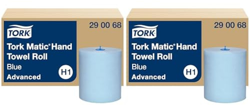 Tork Matic Rollenhandtuch Advanced 290068 - H1 Papierhandtücher für Rollenhandtuchspender, saugfähig und reißfest, nachverfolgbare Herkunft, 2-lagig, blau - 6 Rollen x 150 m (Packung mit 2)