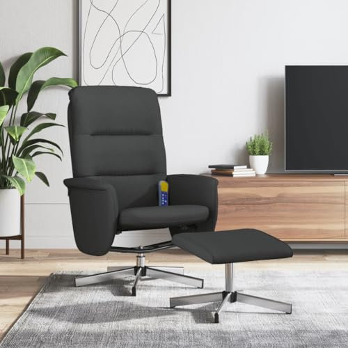Camerina Massagesessel mit Fußhocker Schwarz Stoff Relaxsessel Mit Hocker Stillstuhl Relexsesell Wohnzimmer