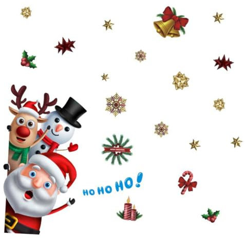 Gadpiparty Weihnachtsdeko-aufkleber Cartoon-fensteraufkleber Selbstklebend für Türen Kühlschränke Weihnachtsmann Schneemann Motive Partydekoration