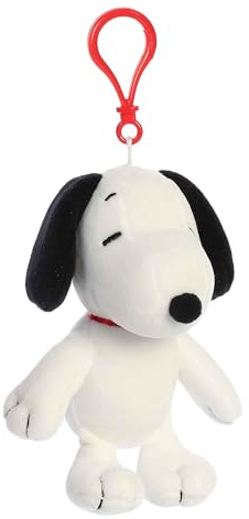 Aurora® Adorable Peanuts® Snoopy Clip-On Stuffed Animal - Officially Licensed Toys for All Snoopy Fans - Nostalgic Gift for Adults and Birthday Celebrations - White 4.5 Inches