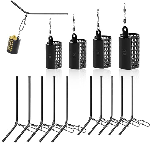 14 Pièces Cage Feeder Feeder Feeder Peche Peche Feeder 4 Mangeoires Ensembles de Pêche à 2 Équilibres Accessoires de Pêche en Alliage Theiuaoqwe Panier de pêche futterkorb Angeln