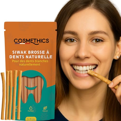 Cosm'Ethics® 5 Siwak 100% Naturel–Bâton de Siwak du Maroc–Dentifrice Naturel–Blanchiment des dents–Haleine fraîche–Miswak/Meswak–Soin bucco-dentaire ancestral–Brossage–Zéro déchet–Hygiène naturelle
