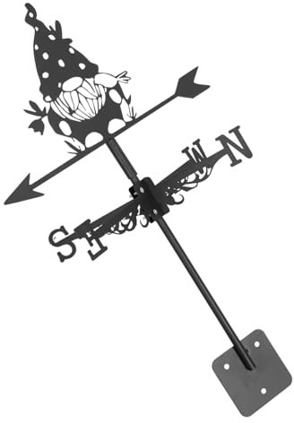 IWOWHERO Girouette Décoration de Jardin Nain en Métal pour Toit Extérieur Indicateur de Direction du Vent Piquet de Jardin Robuste Décoration Extérieure Girouette à Insérer Sol