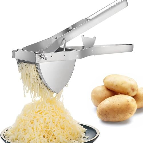 UUE Kartoffelpresse,Kartoffelpresse Edelstahl,Edelstahl Kartoffelstampfer für Babynahrung geeignet,Rundloch Ideal für Spätzle,Kartoffelpüree, Obstsäfte,Gemüsebrei,Püree