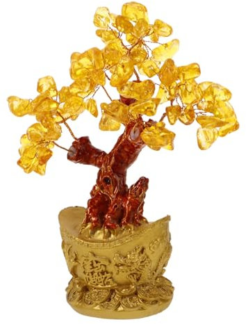Cabilock Goldesel Plüsch Karte Anzeige Künstlicher Baum Jumbo Feng-Shui-Bonsai Ausstellungsstand Dekorationen Geld Quaste Hängende Ornamente Bonsai Baum Neonlichtzeichen China Kristall