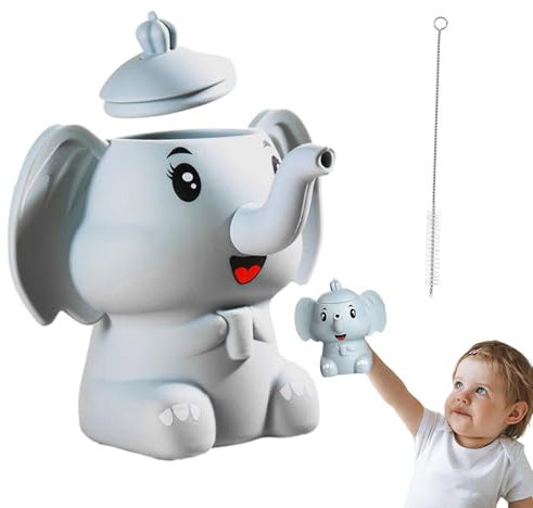 Sghtil con beccuccio per bambini di 1 anno | Simpatico elefante in silicone | a prova di fuoriuscite in lavastoviglie biberon per bere acqua e latte