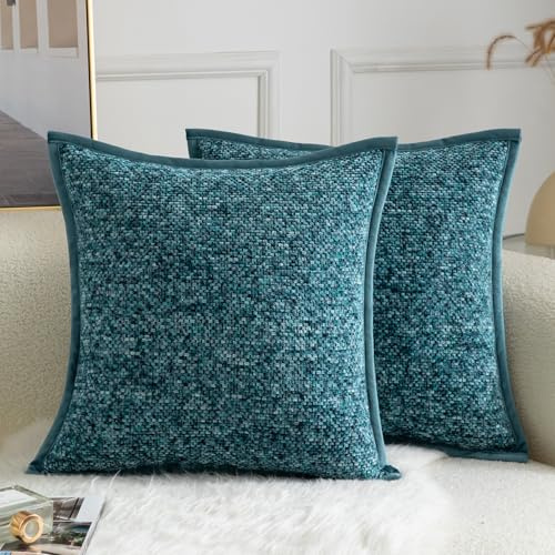 Yaertun Chenille Kissenbezug Tie-DyeDesign Kissenhülle Dekorative Sofakissen Dekokissen Zierkissenbezug Weicher Samt Rückseite Kissenbezüge für Wohnzimmer Schlafzimmer 2er Set 40x40 cm Blau