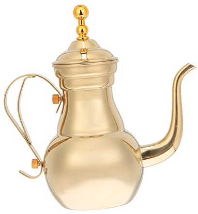 FONDOTIN Cafetera De Corte Manual De Acero Inoxidable 1.1l Filtro Tetera De Largo Dorada Cafetera Práctica Para Cocina y Oficina Adecuado Para Preparar Café Restaurantes