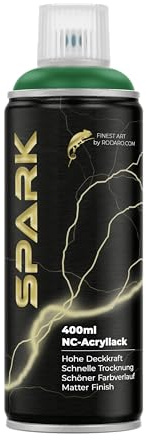 SPARK Sprühdose 400ml – Matte Sprühfarbe für Künstler, DIY, Modellbau & Möbel – Hohe Deckkraft, schnelltrocknende Spraydose - Moosgrün