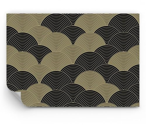ARTTOR Papier Peint Panoramique en vinyle Premium Sand - Noir Et Or Cercles Graphiques - 100x70 cm - Revêtement mural décoration Moderne Décoration Wallpaper Photo Salon Chambre - WF2AA100x70-4880