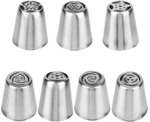 7pcs Russian Piping Tips Set, Flower Frosting Piping Kit Stainless Steel Cake Decorating Tips Flower Icing Nozzles for Cake Dessert Cookie