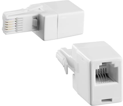Lotsdonxia 2 Pcs BT to RJ11 Adapter - Telephone Accessory, BS6312/431A Male to RJ11 Female Converter for UK Phones, Fax, Modem (White)