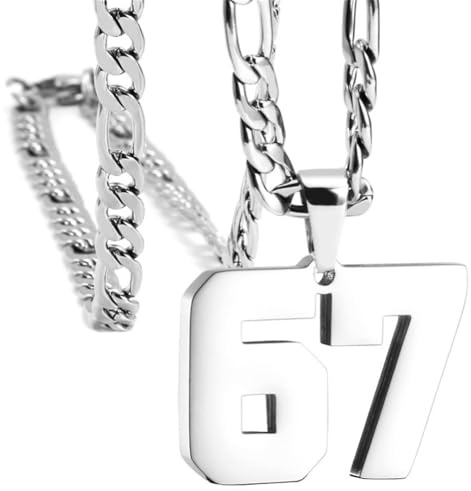 HIJONES Men's Stainless Steel Basketball Soccer Baseball Team Number Pendant Chunky Chain Sport Necklace