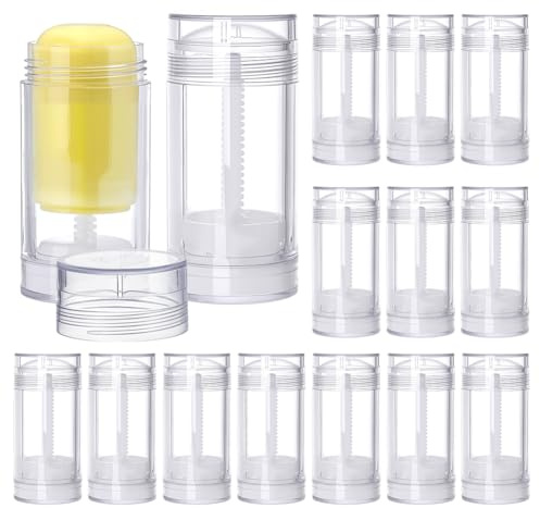 PH PandaHall 15pcs 30ml Contenants de Déodorant Vides Tubes de Déodorant DIY Twist Up Bâton de Remplissage Bouteilles Rechargeables de 1 oz pour Déodorant Baume à Lèvres Lotion