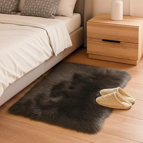 Mishukaze Tapis de Salon, Tapis de Course pour Chambre à Coucher, Lavable, antidérapant, Doux, Moderne, pour Enfants, Couloir, Salon (Gris foncé, 50 x 80 cm)