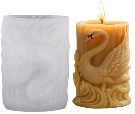 Kerzenformen Silikon, Silikonformen Gießformen Stumpenkerze, Silikonform Schwan, Kerzen Formen Silikon, 3D Kerzen Silikonformen, Kerzenformen zum Gießen, Kerzenform für DIY Duftkerze (C)