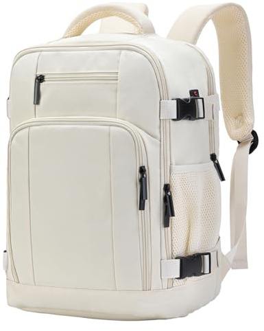 ZHXX Mochila Viaje Cabina Avion 40x30x20,Mochila 40x30x20 Válida para Ryanair/Vueling/Wizz.Equipaje de Mano con Funda Acolchada para Portátil de 14 Pulgadas,Bolsillo Antirrobo.Blanco